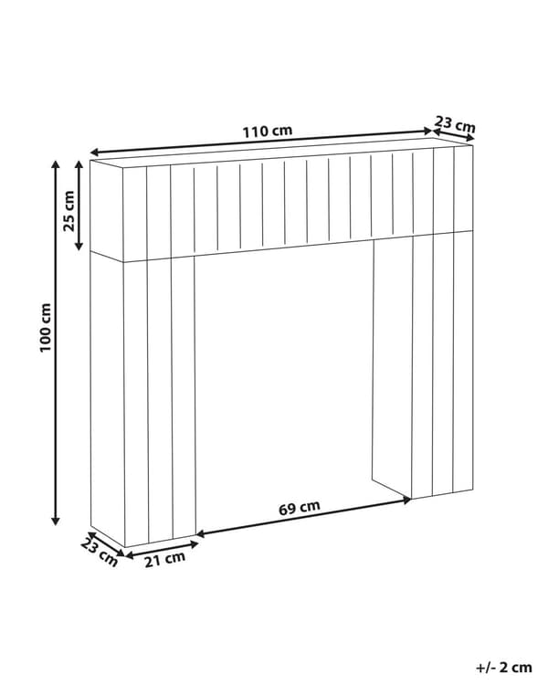 Peishylle Lyst tre MDF 110 x 23 x 100 cm Vertikal utsmykking Minimalistisk og moderne stil Peis Stue Interiør