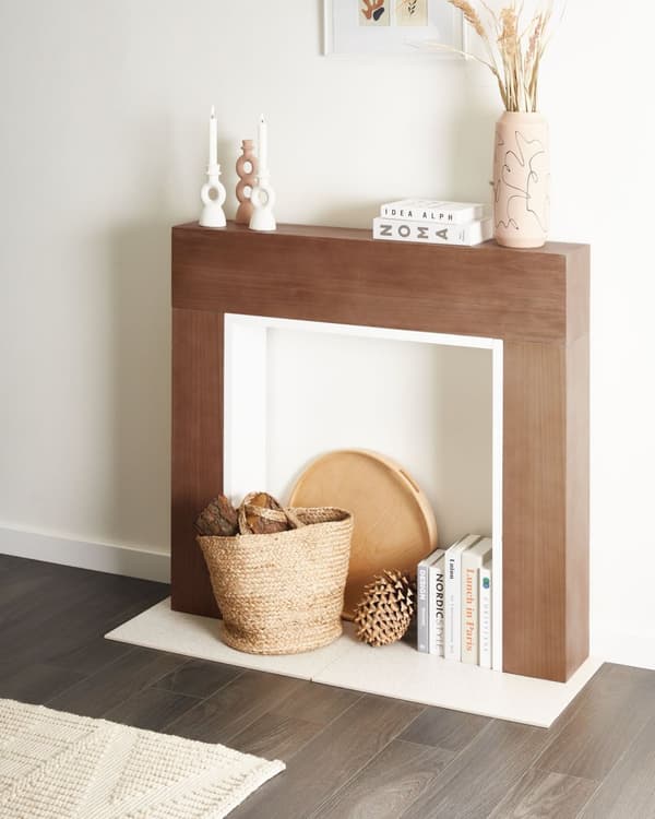 Spiselkrans Vit Öppen Spis Spismantel MDF 110 x 19 x 102 cm Kamin Utsmyckad Klassisk Modern Stil Vardagsrum