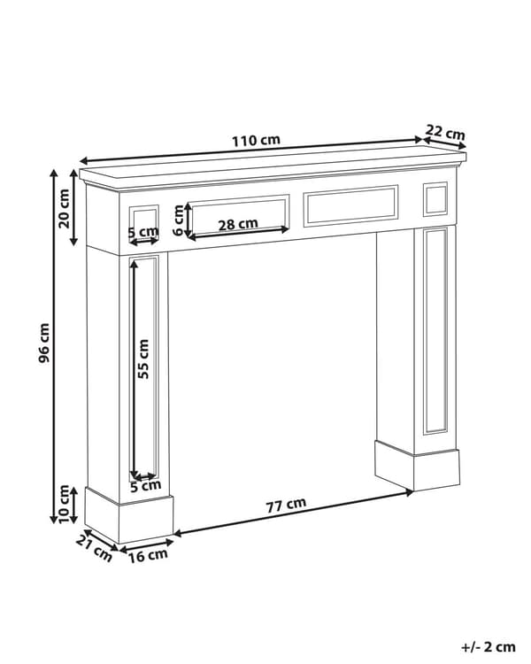 Spiselkrans Vit Öppen Spis Spismantel MDF 110 x 22 x 96 cm Kamin Utsmyckad Retro Stil Traditionell Vardagsrum