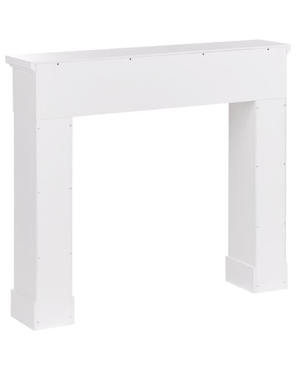 Spiselkrans Vit Öppen Spis Spismantel MDF 110 x 22 x 96 cm Kamin Utsmyckad Retro Stil Traditionell Vardagsrum