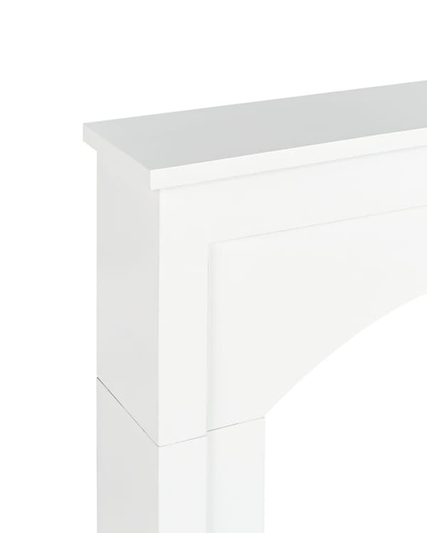 Spiselkrans Vit Öppen Spis Spismantel MDF 110 x 23 x 106 cm Kamin Utsmyckad Stuga Lantlig Stil Traditionell Vardagsrum