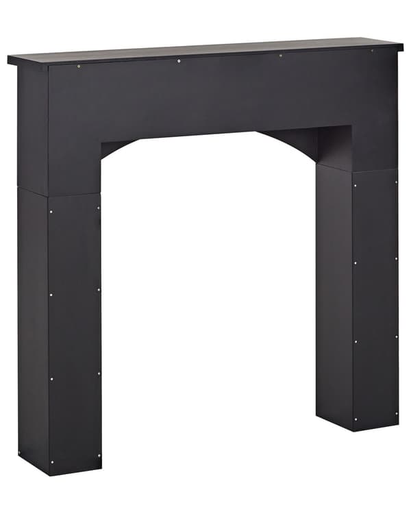 Spiselkrans Svart Öppen Spis Spismantel MDF 110 x 23 x 106 cm Kamin Utsmyckad Stuga Lantlig Stil Traditionell Vardagsrum