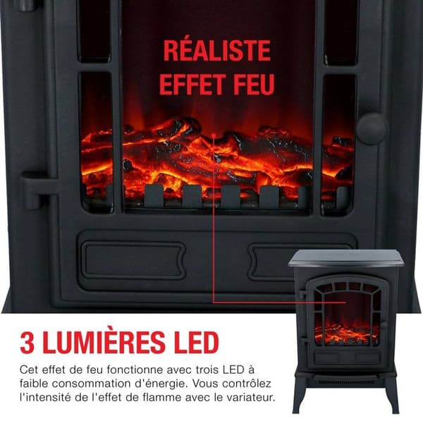 Fristående elektrisk spis - EDCO - 2000W - LED - 25x39x57cm