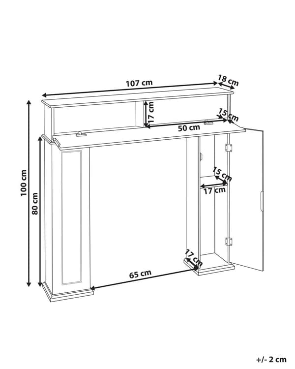 Peismantel Svart MDF 107 x 18 x 100 cm Peisramme med Oppbevaring Tradisjonell Retro Stue
