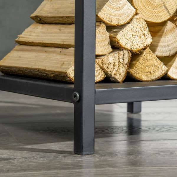 Rootz Metal Firewood Holder - Log Rack - Wood Storage - håller träkort - 34x34x111cm - svart