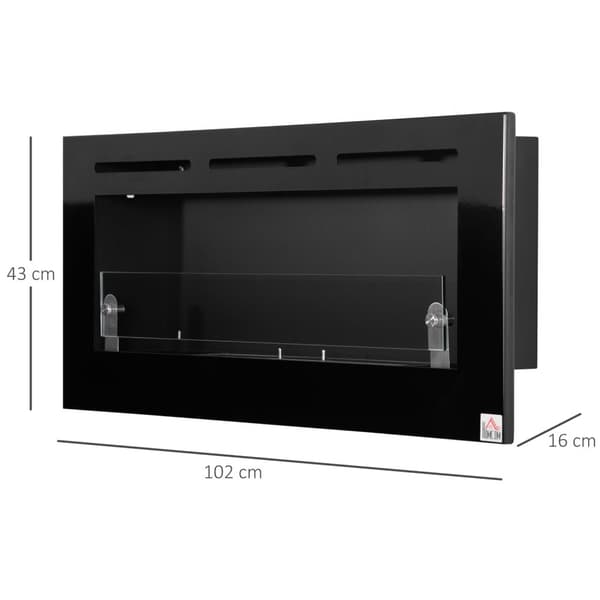 Rootz Wall Bioethanol Pejs - Burner - Miljøvenlig pejs - 3,5 timer Burn - 102L x 16W x 43H cm