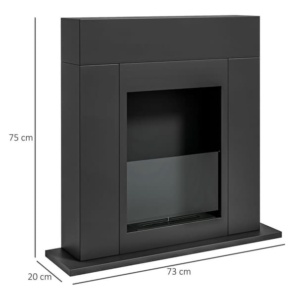 Rootzin bioetanoli takka - etanoliliesi - savuton lämmitin - 3 tunnin palamisaika - 73x20x75cm - kattaa 20-25m² - musta