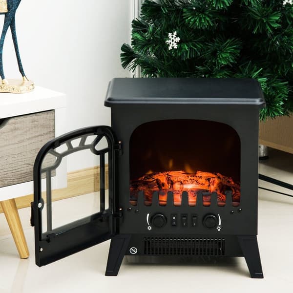 Rootz Electric Pejs - Flame Effect Heater - Realistisk simulering - Røgfri komfort - 36 cm x 25,5 cm x 41,5 cm