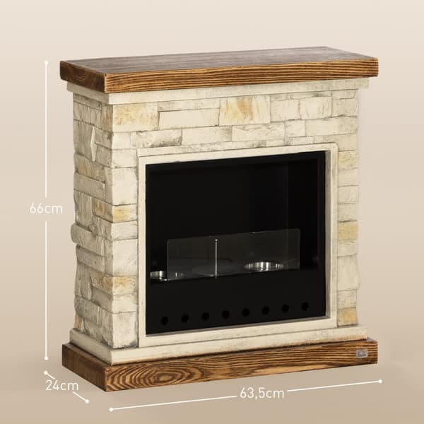 Rootz Bioethanol Pise - Etanolvärmare - Alkohol Spis - Rengör Burn - 63,5 cm x 24 cm x 66 cm - 3 timmars bränntid med säkerhetsglas