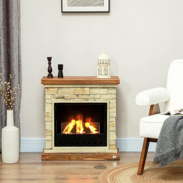 Rootz Bioethanol Pise - Etanolvärmare - Alkohol Spis - Rengör Burn - 63,5 cm x 24 cm x 66 cm - 3 timmars bränntid med säkerhetsglas