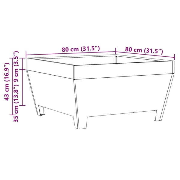 vidaXL Fyrgrill Firkantet Svart 80x80x43 cm Stål