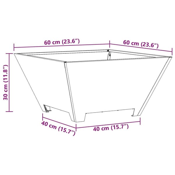 vidaXL Sort Koldvalset stål 60 x 60 x 30 cm Holdbar Ildsted