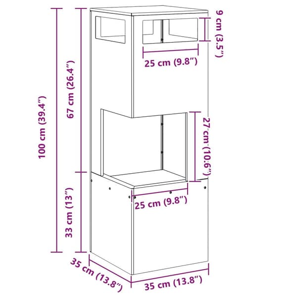 vidaXL Sort Koldvalset stål 35 x 35 x 100 cm Holdbar Chimenea ildsted