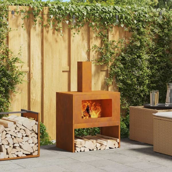 vidaXL Forvitret stål/Brun Corten stål 60 x 40 x 96 cm Ildsted