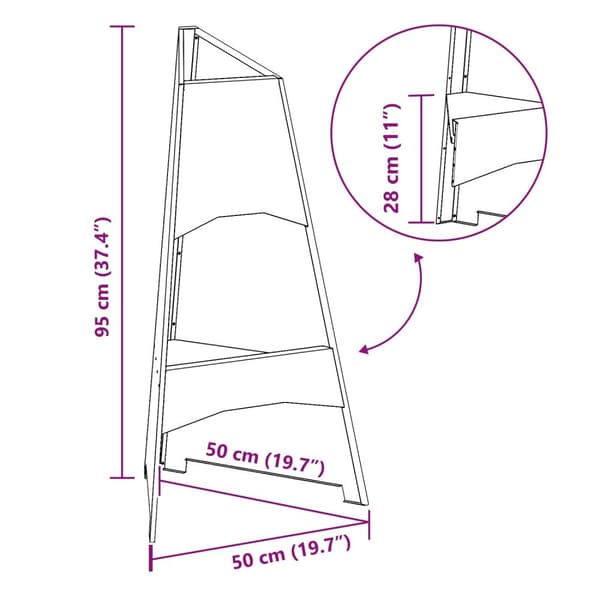 vidaXL Peis Pyramide Svart 50x45x95 cm Stål