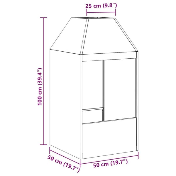 vidaXL Tulipesä Musta 50x50x100 cm Teräs