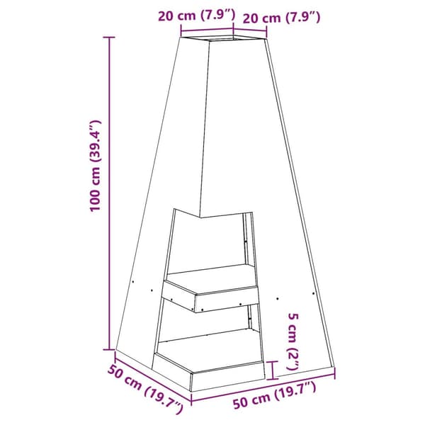 vidaXL Tulipesä puun säilytyksellä Musta 50x50x100 cm Teräs