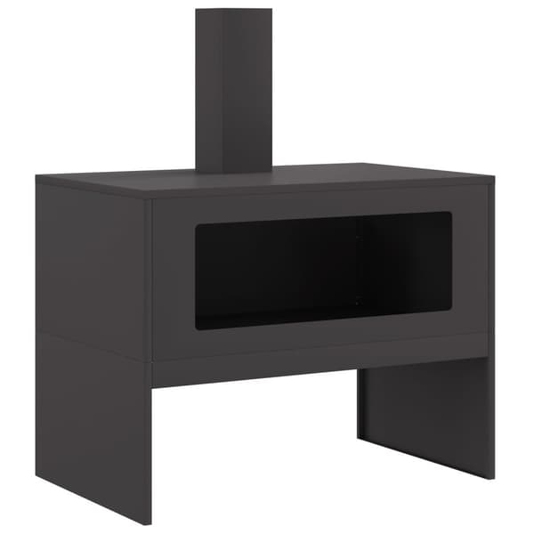 vidaXL Peis med skorstein Svart 80x50x96 cm Stål