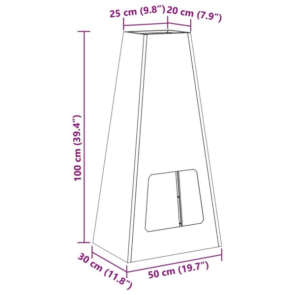 vidaXL Peis Svart 50x35x100 cm Stål