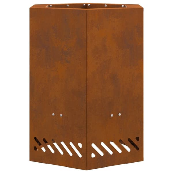 vidaXL Røykfri ildsted Sekskantet 38x38x51 cm Forvitret stål