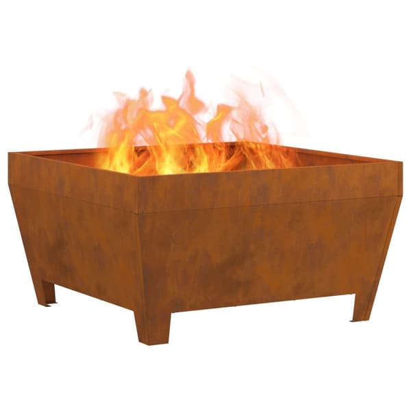 vidaXL Corten stål 80 x 80 x 43 cm Holdbar Rustik Ildsted Firkantet