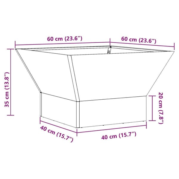 vidaXL Kallvalsat stål/Svart Kallvalsat stål 60 x 60 x 35 cm