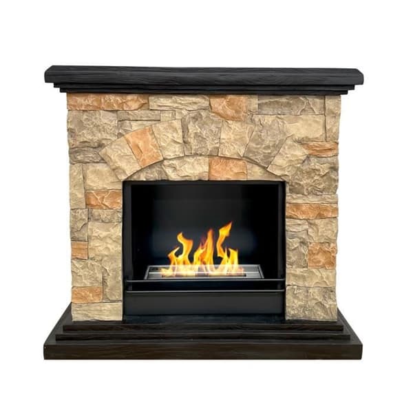 Biogasanläggning - DIVINA FIRE - Belluno - Falsk sten effekt - 105x38x100 cm - Ekologisk