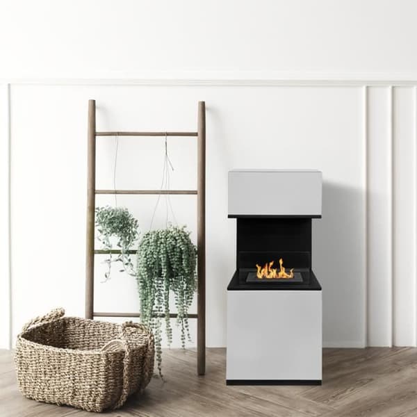 Bioetanol-kamin - DIVINA FIRE - Oslo - Stål - Vit - 100 cm i höjd