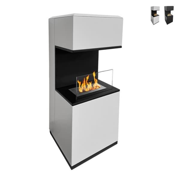 Bioetanol-kamin - DIVINA FIRE - Oslo - Stål - Vit - 100 cm i höjd