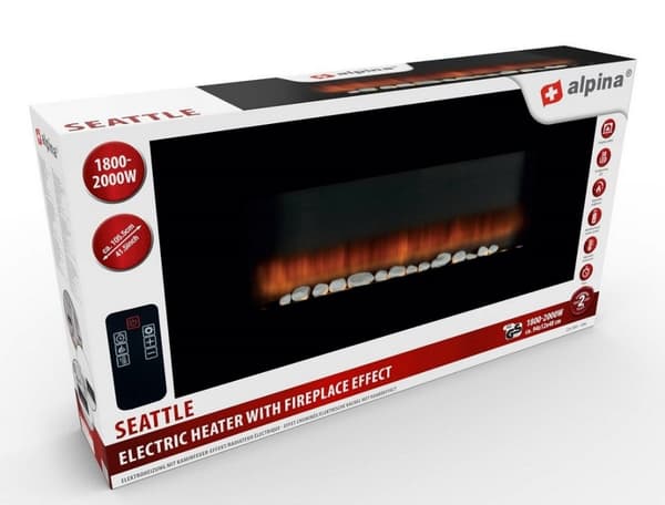 Alpina Seattle elektrisk pejs vægmonteret 2000W LED