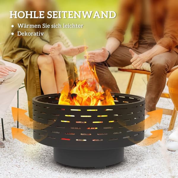 Rootz 3 -i -1 eldskål - öppen spis - grill - rostbeständig - rostfritt stål - 60 cm x 60 cm x 39 cm