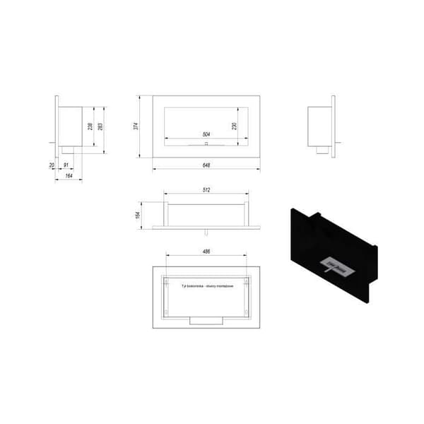 EKOLOGISK öppen spis - VERTIKAL - Svart - Bioetanol - TÜV-certifikat - 5,4 kg