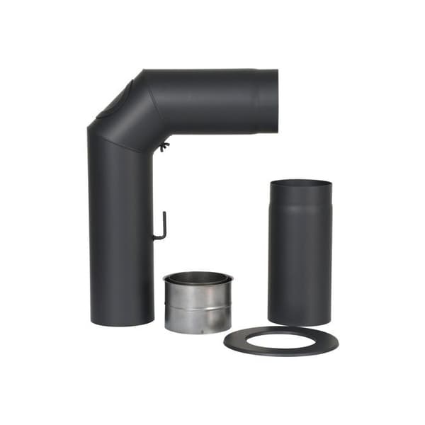 Cheminee Kamino - flam - 135045 - Kamino Flam armbågsrörsats, 150 mm, svart, med förlängning.