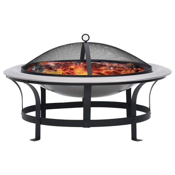 Eldfat med grill rostfritt stål 76 cm