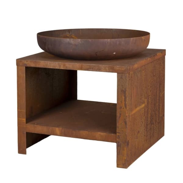 Esschert Design Eldfat med vedförvaring 62 cm rost