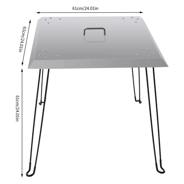 Eldstad Värmeskydd, Rostfritt Stål, Fällbar Design, Bärhandtag,Silver