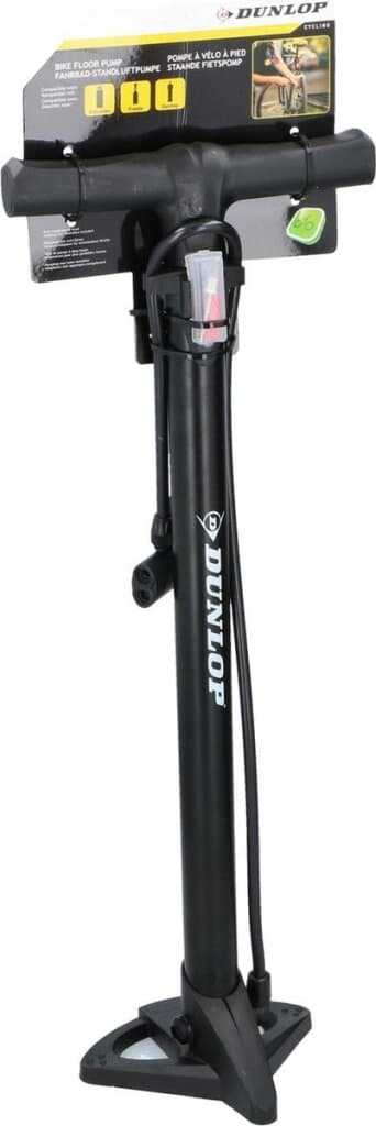 Dunlop cykelpumpe opretstående med ekstra ventiler sort