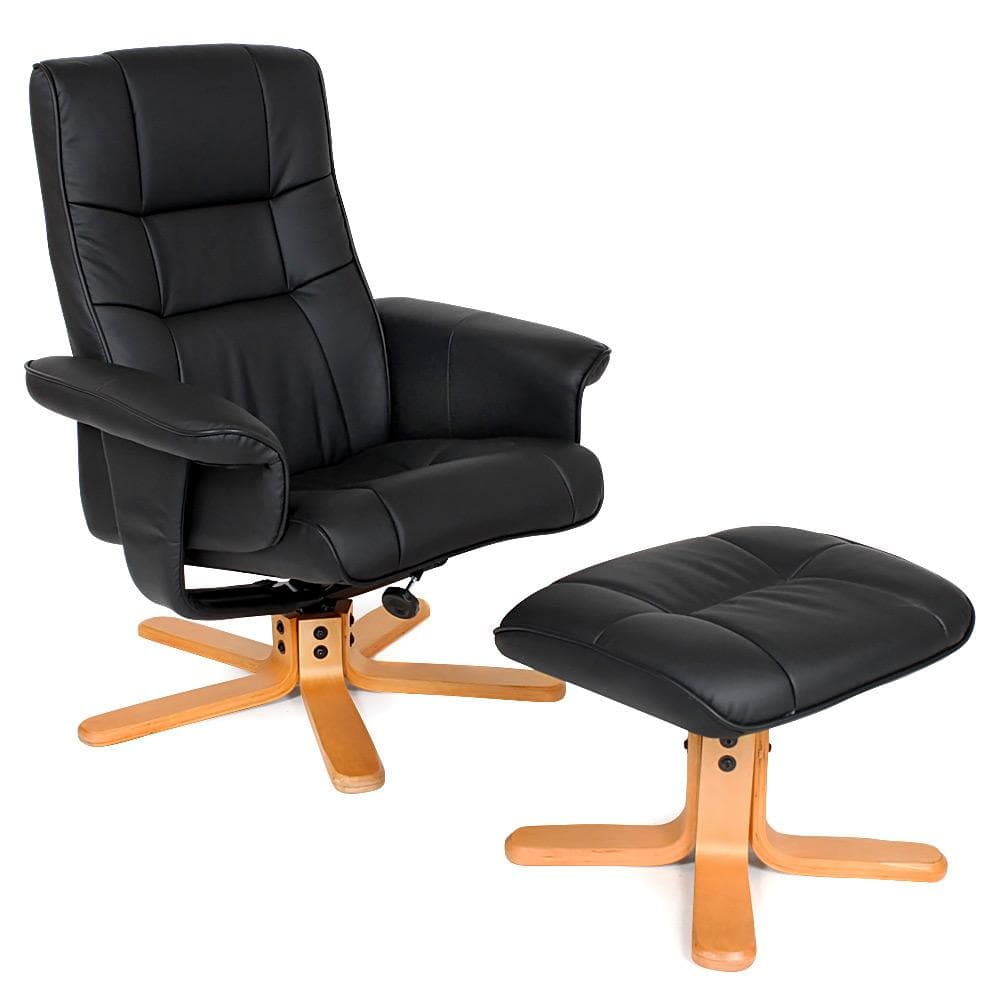 Lænestol med skammel Model 1 - sort/beige