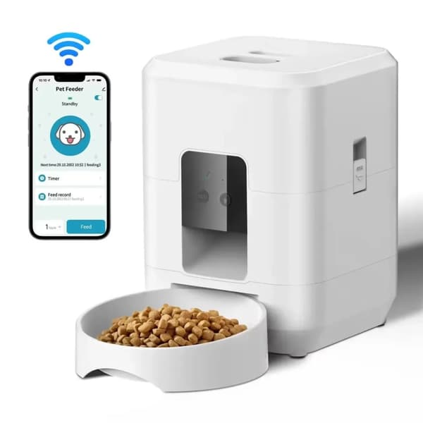 Smart Petmat, Tidsinställd Matning, Justerbara Portioner,Vit WIFI-matare
