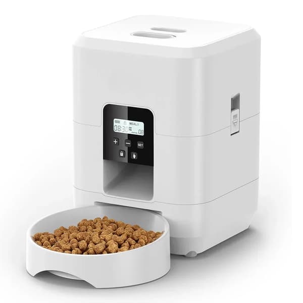 Smart Pet Foder, Tidsindstillet Fodring, Justerbare Portioner,Hvid knap ingen wifi