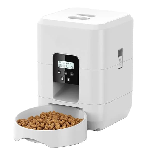 Smart Pet Foder, Tidsindstillet Fodring, Justerbare Portioner,Hvid knap ingen wifi