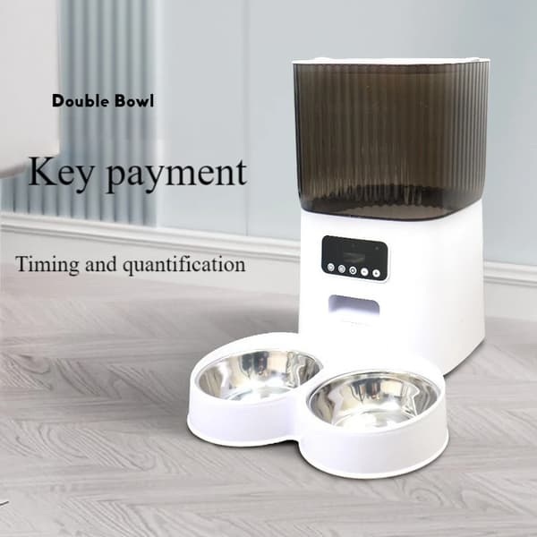 5L Pet Foder, Smart Kontrol, Stor Kapacitet,5L, Dobbelt skålknap