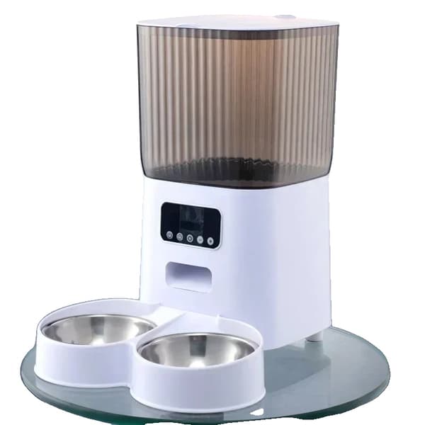 Smart kattmatare, 3,5L kapacitet, LCD-display,Dubbel skål knapp