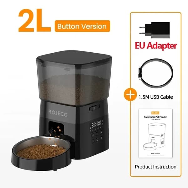 Automatisk husdjursmatare, smart enhet, LCD-skärm,2L, Med EU-kontakt