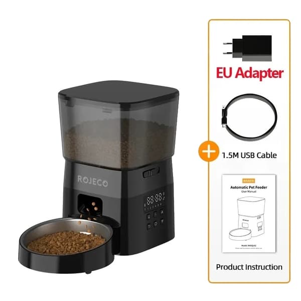 Automatisk husdjursmatare, smart enhet, LCD-skärm,2L, Med EU-kontakt