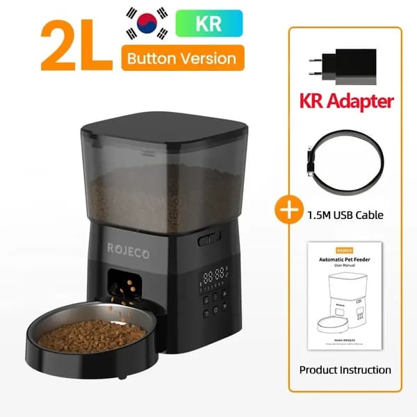 Automatisk husdjursmatare, smart enhet, LCD-skärm,Med KR-kontakt, 2L