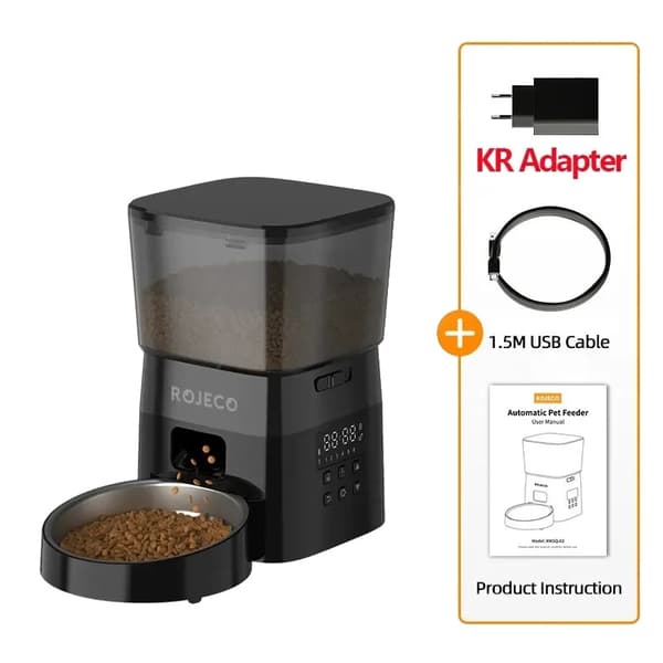 Automatisk husdjursmatare, smart enhet, LCD-skärm,Med KR-kontakt, 2L