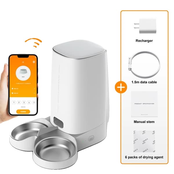 Automatisk kattmatare, WiFi-anslutning, 4L kapacitet,WiFi Dubbel Skål