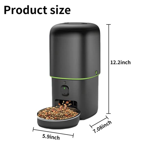 Automatisk husdjursmatare, 1080P HD-kamera, tvåvägsljud, WiFi smart kontroll,svart