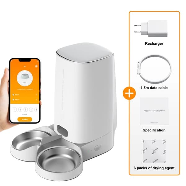 Automatisk kæledyrsfodrer, 4L kapacitet, smart enhed, app kontrol,WIFI Dobbelt Skål